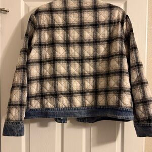 Plaid Jacket with Denim Trim